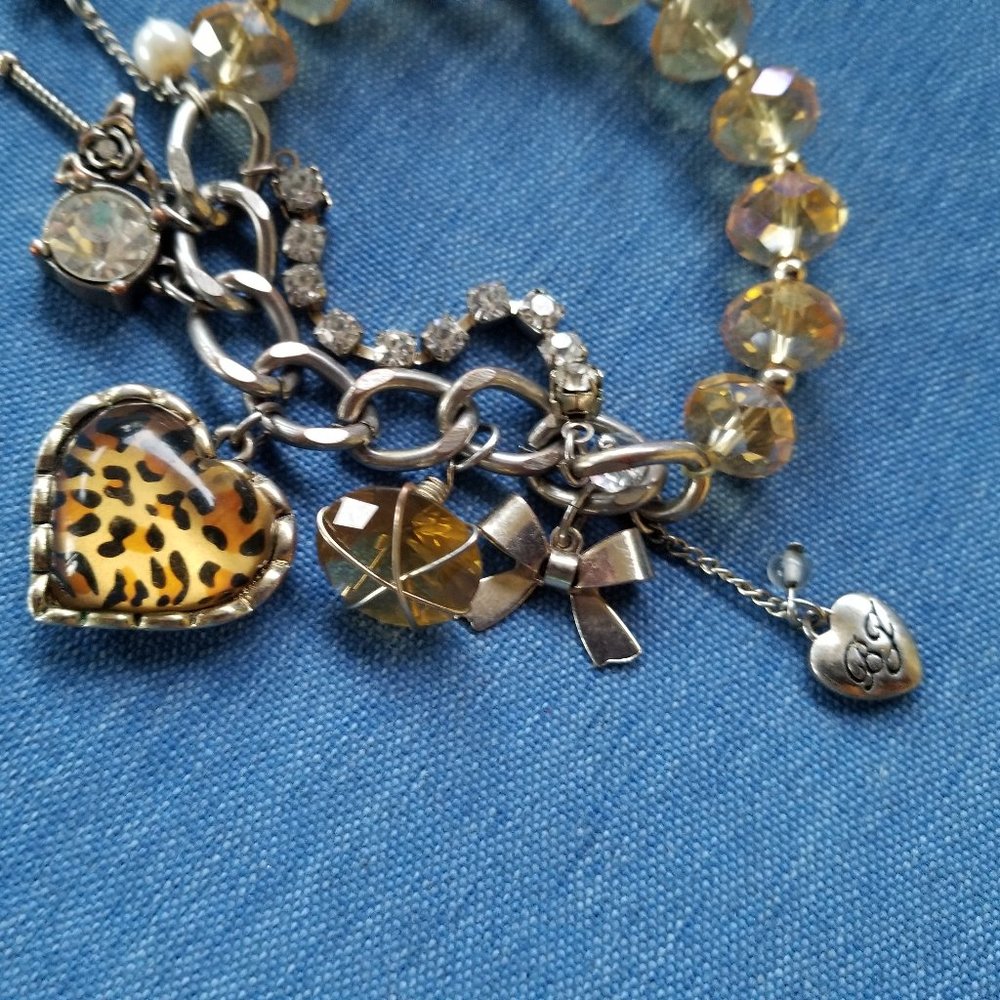 💛Betsey Leopard Cat Cheetah Animal Print Heart Charm Bracelet - EPC💛 - Picture 4 of 9